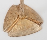 STUART DEVLIN&nbsp;pair of "SYDNEY OPERA HOUSE SILVER COMMEMORATIVE GOBLETS 1973," each with a gilt wash bowl and stem, raised on a tripartite foot embossed with scenes of the old fortifications, the Sydney Opera House under construction and completed. Both ho - 4