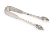 JOSEPH FORRESTER rare Colonial Australian silver sugar tongs, circa 1845, stamped "J.F." anchor (twice stamped) and date letter "T". Note: This pair of sugar tongs appeared in the February 2025 article in Australiana magazine (page 37-39) and is only the 