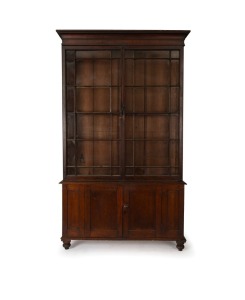 An early Colonial library bookcase with astragal glazed doors, Australian cedar, Tasmanian origin, circa 1830, 'Miss Ball, Hobart' on the back, full cedar construction with original untouched finish, 240cm high, 147cm wide, 42cm deep