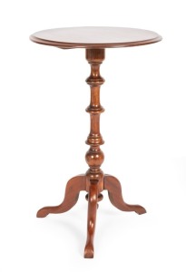 An Australian cedar and blackwood wine table, 19th century, 71cm high, 45cm diameter
