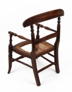 An antique English elm and beech child's cottage chair with spadeback and rush seat (damaged), early 19th century, 57cm high, 33cm across the arms - 3