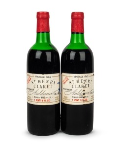 PENFOLDS, St Henri Claret, 1965 vintage, 750ml, 2 bottles. Note: Some label damage and ullage low in shoulder.