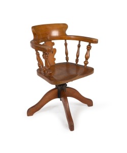 An antique Australian silky oak revolving captain's chair, Queensland origin, late 19th century, 58cm across the arms