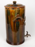 BENDIGO POTTERY mottled glazed water filter emblazoned "The Abbott Filter, Patented", with original insert and filtration rods, 19th century, 42cm high - 2