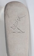 RICHARD LAMB rare pair of Colonial Australian silver fiddle pattern tablespoons with engraved crest (possibly SAMUEL CLAYTON the engraver and silversmith), Sydney origin, circa 1840, stamped "R.L." crowned leopard, over stamped "G", lion passant, date let - 7