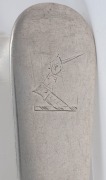 RICHARD LAMB rare pair of Colonial Australian silver fiddle pattern tablespoons with engraved crest (possibly SAMUEL CLAYTON the engraver and silversmith), Sydney origin, circa 1840, stamped "R.L." crowned leopard, over stamped "G", lion passant, date let - 8