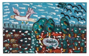 TREVOR (TURBO) BROWN (1967-2017), (flying cockatoo and animals), acrylic on canvas, 51 x 85cm