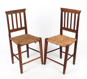ANTONIO DEBORTOLI&nbsp;two antique Australian blackwood chairs with rush seats, from the famed chair maker of Drouin, Victoria, late 19th century, 84cm and 86cm high