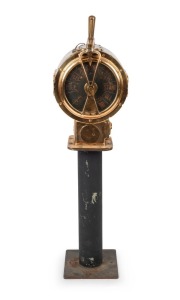 168 · SHIP'S TELEGRAPH, vintage example on stand converted to light up as a lamp, 106cm high