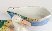 An antique English pearl ware box in the form of a duck, early 19th century, ​​​​​​​18cm high, 29cm long - 2