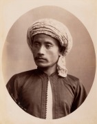 GUSTAVE RICHARD LAMBERT ASIA: albumen paper prints, circa 1880s, one depicts a female mat maker, the other titled "Javanese Hadju"; photographer&rsquo;s blind stamp on images at lower right, approx. 20.5 x 27.5cm & 28 x 21cm. (2). - 2