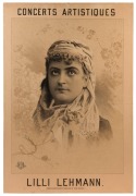 "LILLI LEHMANN CONCERTS ARTISTIQUES", antique lithograph poster, laid down on board, 76 x 51cm