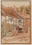 ARTIST UNKNOWN (British school), (cottage street scene), watercolour, signed lower left "O.H. '03", 18 x 11cm, 28 x 21cm overall