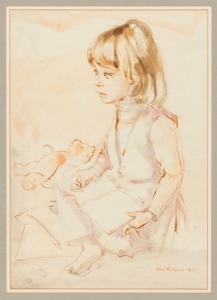 LOUIS KAHAN (1905-2002), Portrait of Fifi Aubin-Gardner, 1971, watercolour, signed lower right "Louis Kahan, 1971", ​​​​​​​50 x 35cm, 67 x 53cm overall.