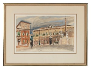 LOUIS KAHAN (1905-2002), Palazza della Consulta, Rome, watercolour, signed lower right, titled lower left, 31 x 50cm, 53 x 71cm overall.
