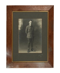 WWI period portrait photograph on albumen paper with enhanced finish, Brunton & Easton Photographers of Hobart, housed in original frame and mounting, ​​​​​​​71 x 54cm overall