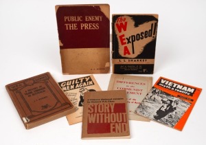 [AUSTRALIAN POLITICS]&nbsp;A range of pamphlets and books including "A History of Trade Unionism in Australia" by Sutcliffe [1921]; "The W.E.A. Exposed" by Sharkey [1944]; "Public Enemy the Press" by Mander [1944]; "Guilty Men Again" by Fox [1950]; "Difference