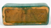 JOHN CAMPBELL unusual mottled glazed pottery vase (A/F); together with a green glazed pottery basket and trough, (3 items), all with incised signature, the largest 19cm high - 3