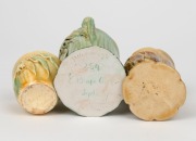 ERIC BRYCE CARTER three pottery vases with applied gumnuts and leaves, all with incised signature, the largest 9cm high - 2
