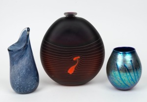 Three Australian art glass vases by John Walsh, Robert Wynne and Alan Fox of Western Australia, all with engraved signatures, the largest 23cm high