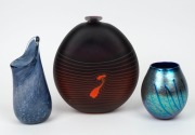 Three Australian art glass vases by John Walsh, Robert Wynne and Alan Fox of Western Australia, all with engraved signatures, the largest 23cm high