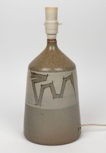 348 · ELLIS stoneware pottery lamp base with geometric design, signed "Ellis", ​​​​​​​38cm high