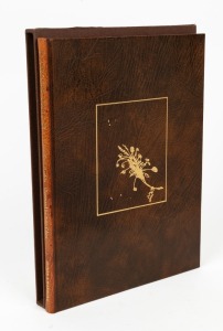 "EARTH HOLD" by Jennifer Rankin, illustrated by John Olsen, limited edition 89/150, with tipped in engraving titled "Banksias" and signed "John Olsen, 1978", first edition hard cover in brown morocco with gilt spine and pictorial boards in slip case.