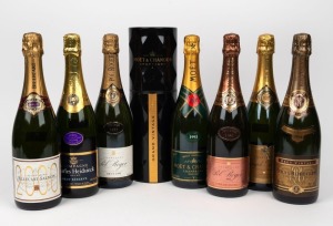 FRENCH CHAMPAGNE: Collection comprising of Moet & Chandon, 1993 vintage; Moet & Chandon Grand Vintage, 2002; Polroger, 1993 vintage; Polroger&nbsp;rose, 1993 vintage; Joseph Perrier, 1995 vintage; Louis Roederer, 1994 vintage; Charles Heidsieck, 1996 vintage a