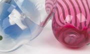 NICK MOUNT pink and striped Australian art glass vase; together with an Australian art glass vase in the form of a bust, 10cm and 14cm high - 2