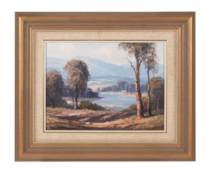 LEON HANSON (1918-2011), Morning Light, Goulburn River, Victoria, oil on board, signed lower left "Leon Hanson", titled verso, ​​​​​​​30 x 40cm, 50 x 60cm overall