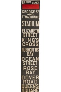 SYDNEY TRAM DESTINATION ROLL: Watson's Bay Line (when trams terminated at Queen's Square): Including Kings Cross, Rose Bay, Queens Square, North Bondi, Coogee Beach, Zetland etc., circa 1950s, 1150cm long, 50cm wide