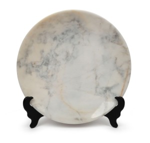 ANNA ELENBERG marble bowl, engraved "Marino, '80", bearing hand-written manuscript label "1981, Anna Elenberg, Carrara Marble", 32.5cm diameter