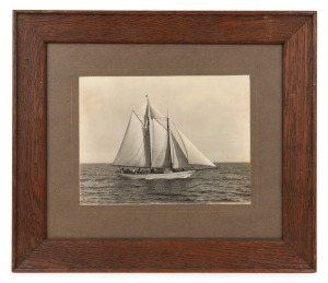 YACHTING, group of three framed albumen photographs, together with a small gilt framed military portrait photograph, (4 items), the largest 30 x 35cm overall