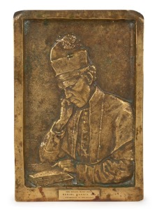 "His Grace Most Revd. DANIEL MANNIX D.D. Archbishop Of Melbourne", cast bronze wall plaque, early 20th century, 23 x 16cm
