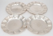 LAWN TENNIS SINGLES CHAMPIONSHIP OF VICTORIA group of four Australian silver trophy dishes with scalloped edges (1905, 1911, 1913 and 1920), by THOMAS GAUNT of Melbourne, Stamped "GAUNT, STERLING", ​​​​​​​21cm wide, 980 grams total.