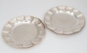 LAWN TENNIS SINGLES CHAMPIONSHIP OF SOUTH AUSTRALIA&nbsp;group of two Australian silver trophy dishes with scalloped edges (1900, and 1903), by THOMAS GAUNT of Melbourne, stamped "GAUNT, STERLING", ​​​​​​​21cm wide, 557 grams total.