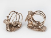 STOKES & SONS of Melbourne pair of antique Australian silver plated spiral napkin rings with kookaburra and emu, 19th/20th century, 5cm high.