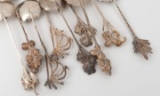HARRIS & SON group of nine Australian silver spoons with wildflower decoration, each titled on the reverse, Western Australian origin, 20th century, the largest 13cm long, 120 grams total. - 2