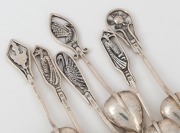 JAMES LINTON set of six Australian silver coffee spoons, Western Australian origin, 20th century, stamped "JAL, STG. SILVER" and pictorial mark, 8.5cm high, 45 grams total. - 2