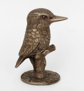 STEWART DAWSON silver plated solid cast kookaburra statue, early 20th century, ​​​​​​​8.5cm high. - 2