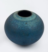 ARNAUD BARRAUD blue glazed spherical pottery vase, monogram mark to base, 12cm high