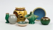 Pottery vases and dishes including Guy Boyd, Martin Boyd and Remued, (7 items), the largest 11.5cm high
