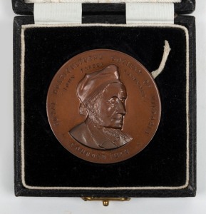 ROYAL HORTICULTURAL SOCIETY OF VICTORIA Centenary medal featuring a bust of John Pascoe Fawkner, 1949, in felt lined box of issue. The medal 58mm.
