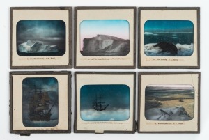 Group of six antique glass lantern slides pertaining to the whaling ship THE MAUD, photographed by REV. EDGAR W.T. GREENSHIELD.