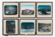 Group of six antique glass lantern slides pertaining to the whaling ship THE MAUD, photographed by REV. EDGAR W.T. GREENSHIELD.