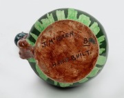 J. McLAREN green glazed hand-built pottery jug with applied branch handle and koala decoration, incised "J. McLaren, Hand Built, 8.", 16cm high - 2