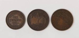 Three antique Australian and New Zealand shop tokens, 19th century