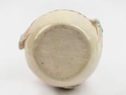 CASTLE HARRIS pierced pottery jardiniere with applied fish decoration, glazed in pink, blue and green, incised "Castle Harris", 14cm high, 18cm wide - 2