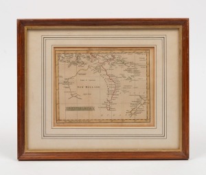 AUSTRALASIA framed antique hand-coloured&nbsp;map showing NEW HOLLAND and VAN DIEMEN'S LAND only partially complete, early 19th century, 23 x 28cm overall