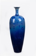 DAVID OSWALD tall studio pottery vase with blue crystalline glaze, seal mark to base, 54cm high.
